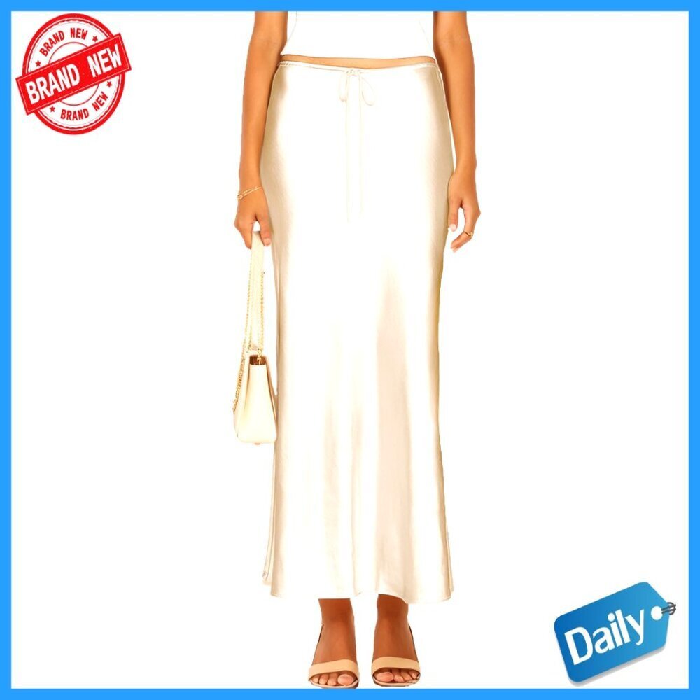 Satin Maxi Skirt with Drawstring Waist, A-Line Flare, Casual to Formal